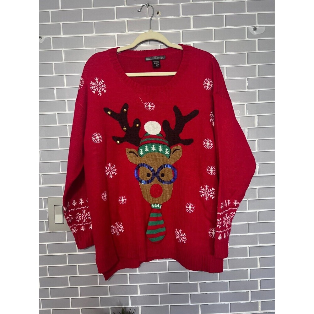 United States Sweaters Knit Rudolph Christmas Ugly Sweater – Women’s 1X – EUC